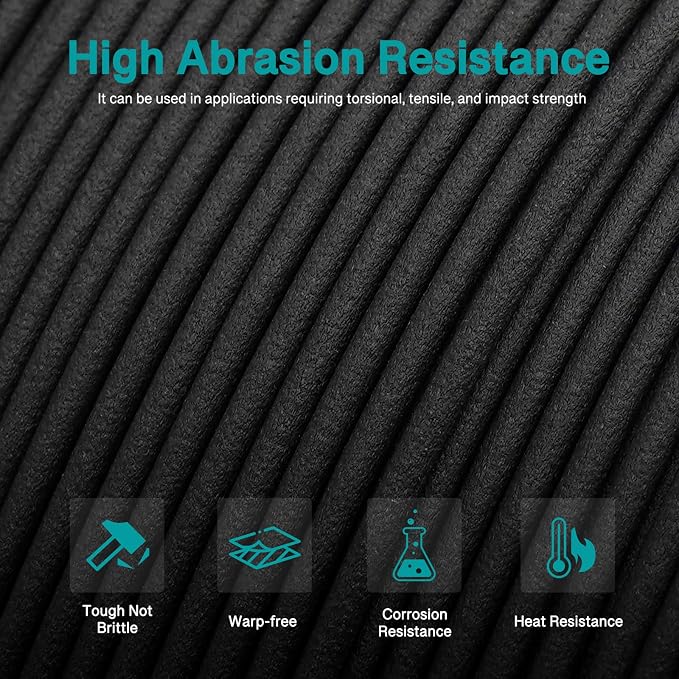 YXPOLYER Carbon Fiber Nylon Filament 3D Printer Filament PA6-CF Filament 1.75mm 500g with AMS-Compatible Spool, PA6 CF 3D Printing Filament