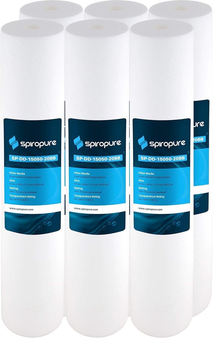 SpiroPure 20x4.5 BB 50 Micron Sediment Water Filter SDC-45-2050 (6 Pack)
