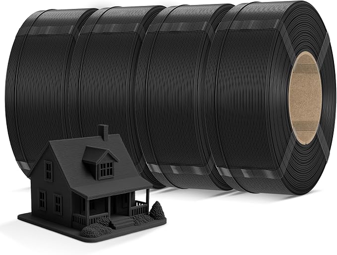 Inslogic Pre-Dried 4kg PLA Pro Filament Refill Bundle, Strong & Tough PLA Pro 3D Printer Filament Refill, Compatible with Sunlu & Bambu Reusable Spool, 4×1kg Refill Black