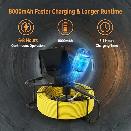 Sewer Camera, 165ft/50m, 4.3" Drain Camera with DVR Function, Snake Cable, Waterproof IP68 Borescope Camera with Light-12 LEDs & 32GB Card,Industrial Endoscope for Duct Pipe Home Inspection
