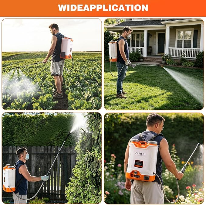 4.76 Gallon Battery Powered Backpack Sprayer | 0-120 PSI Electric, 21V Dual Batteries, 8 Nozzles & 2 Spray Wands, Auto Stirring, Goggles & Gloves Included