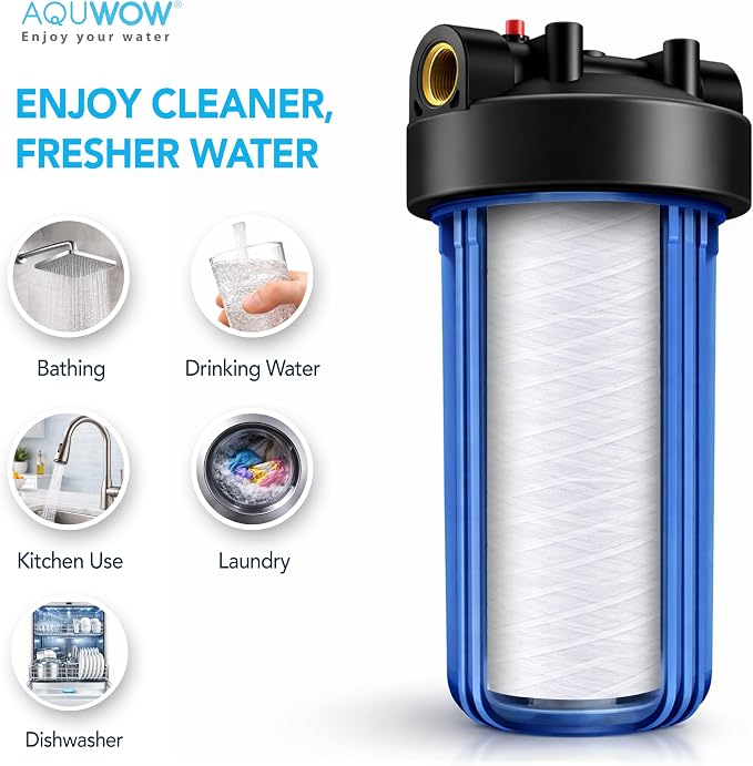 PPW10BB 5 Micron 4.5" x 10" String Wound Sediment Filter Set – Replacement Cartridges for Whole House & Under Sink Systems, Durable Depth Filtration (2, 10 x 4.5)