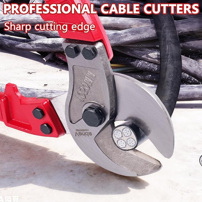 ‎Verida Cable Cutters 18 inch, Heavy-Duty Cable Cutter, Chrome vanadium steel, Hardness 62 HRC, Suitable for cutting thick copper and aluminum core cables, Red
