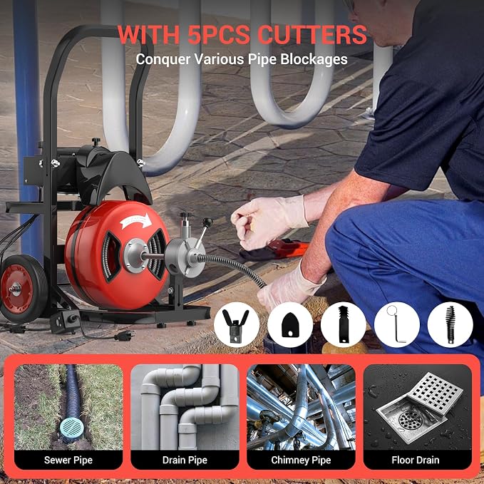 75Ft 1/2 Inch Electric Drain Cleaning Machine