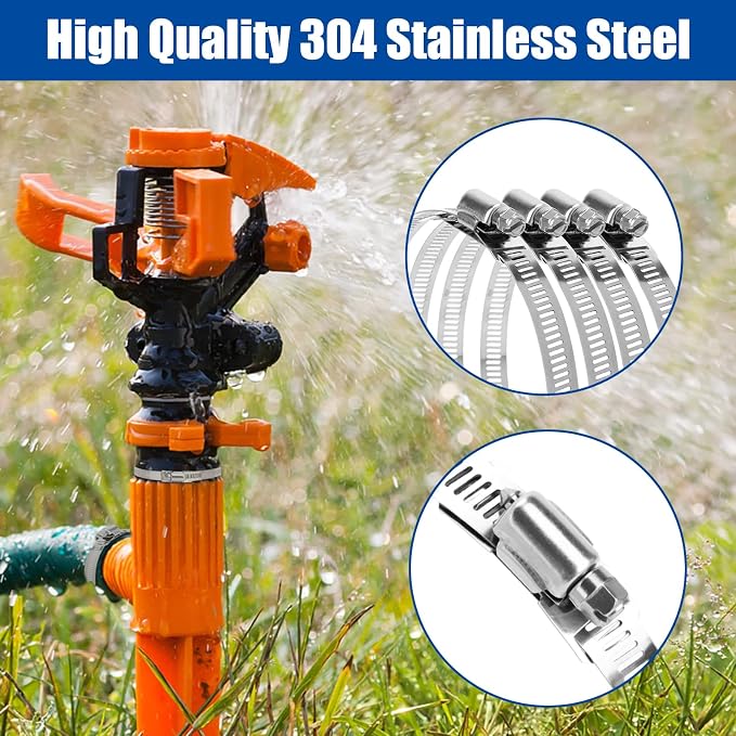 Hose Clamps (40 Fasteners + 20FT Strap) DIY Cut-To-Fit 304 Stainless Steel Band Clamps Adjustable Worm Gear Hose Clamp Kit Silver