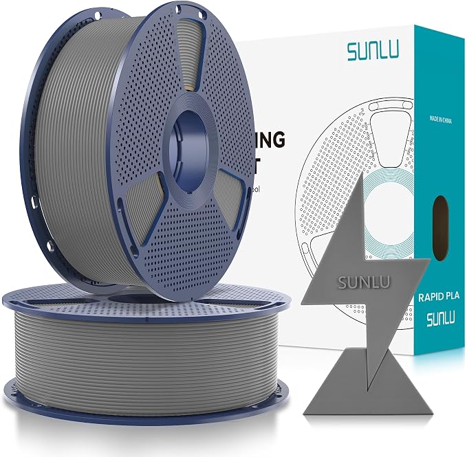SUNLU High Speed PLA Filament 1.75mm, 1KG*2 Rolls Grey+Grey | 30mm/s - 600mm/s Print Range, High Speed 3D Printer Filament, Fast Printing, Neatly Wound, Dimensional Accuracy +/- 0.02mm