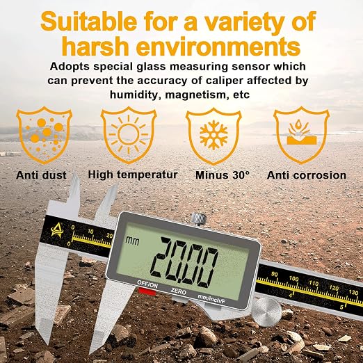 Digital Caliper,ACEMETER 0-6" Vernier Calipers Measuring Tool-Electronic Micrometer with Large LCD Screen,Metal Metric Measure Caliper for Engineer Carpenter,Auto-Off Feature,Inch/Fraction/Millimeter
