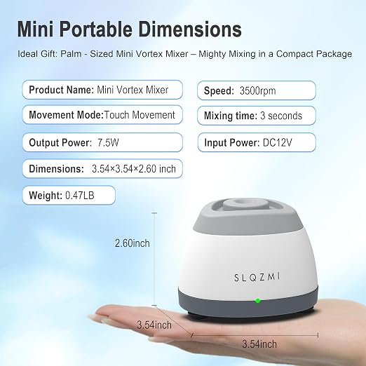 Mini Vortex Mixer, Nail Polish Shaker, Paint Shaker & Paint Mixer for Gel Polish, Acrylic Paints, Eyelash Adhesives, Tattoo Ink, Lab Vortex Mixer for Centrifuge Tubes and Test Tubes (Grey)