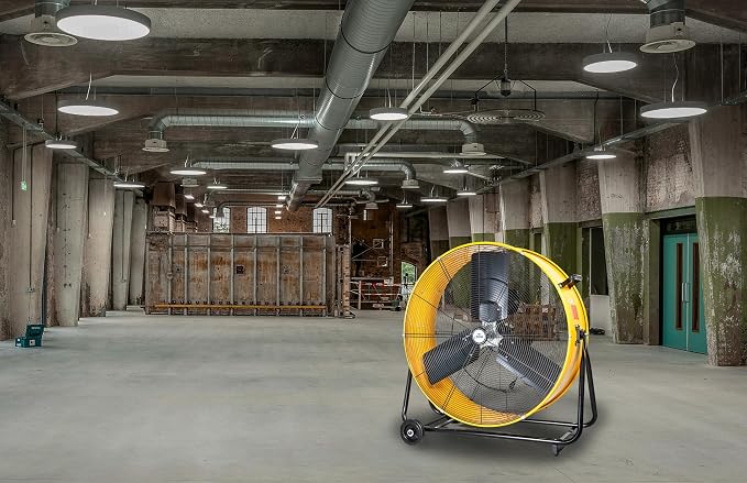 iLiving 30 Inches 12350 CFM Heavy Duty High Velocity Barrel Floor Drum Fan with DC Brushless Motor, Stepless Speed Adjustment for Workshop, Garage, Commercial or Industrial, UL Safety Listed