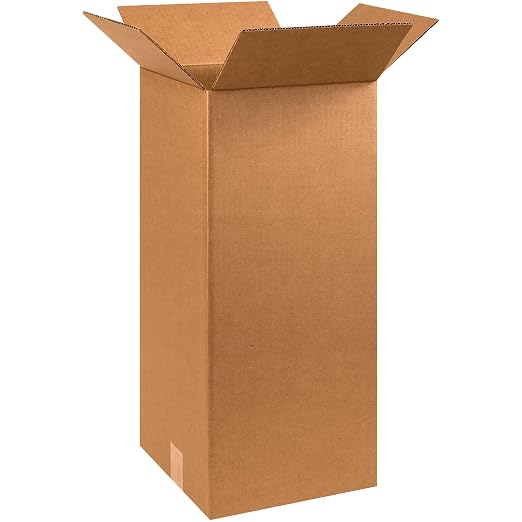 Box USA Moving Boxes Tall 10" x 10" x 24"Pack of 10, Durable Kraft Corrugated Boxes for Shipping, Packaging, Moving & Storage Boxes
