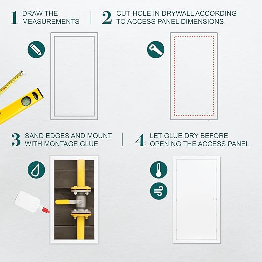 12" x 24" White Metal Access Panel, Service Shaft Door, Plumbing, Electricity Heating Alarm Wall for Drywall, Bathroom Services Hole Cover, Wall Covering