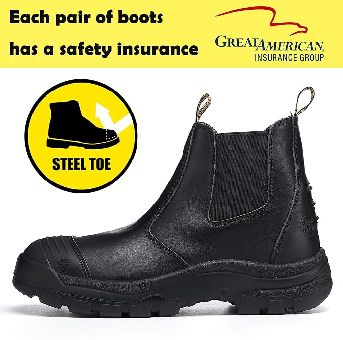 Men's Work Boots Steel Toe Soft Toe Waterproof Slip On Anti-Puncture Slip Resistant Safety Working Boots
