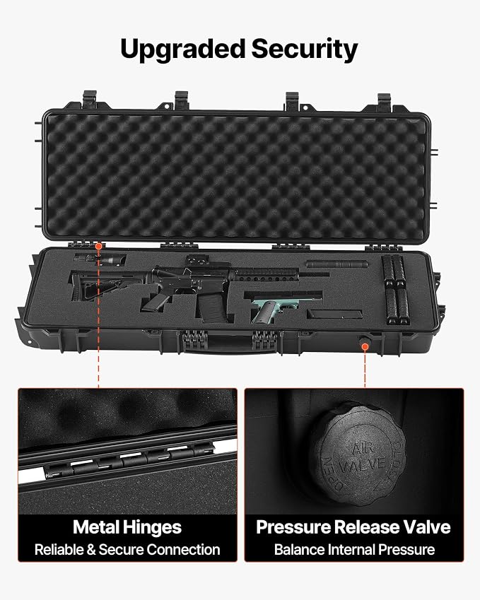 VEVOR Rifle Case, Rifle Hard Case with 4 Layers Fully-protective Foams, Lockable Hard Gun Case with Wheels, IP67 Waterproof & Crushproof, for Rifles or Shotguns