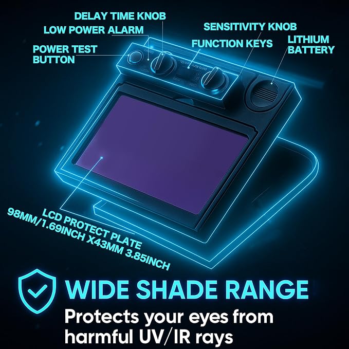 Auto Darkening Welding Helmet: ANSI Z87.1 Certified - True Color Lens - Built for MIG TIG Stick Pros