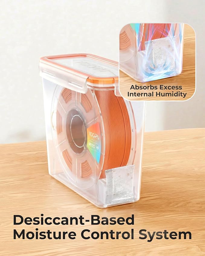 YOOPAI Pro Filament Storage Box – Precision-Fit Airtight Container for Single 1KG Spools, Flat-Lid Design for Stable Stacking, Premium Desiccant Moisture Control, 3D Printer Filament Storage 4 Pack