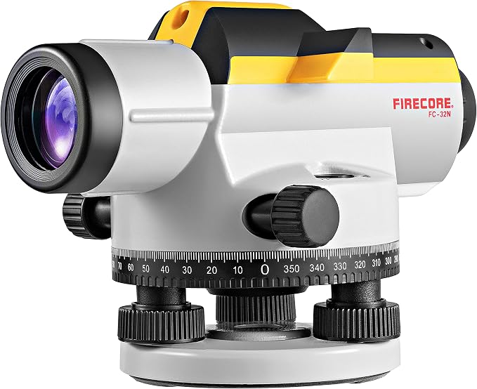 Firecore 32X Automatic Optical Level Kit with Self-Leveling Magnetic Dampened Compensator and Transport Lock, High Precision Height/Distance/Angle Level Measureing Tool - FC-32N