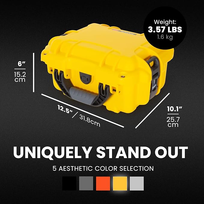 NANUK 905 Hard Case with Foam – IP67 Waterproof Hard Case, Protective Hard-Shell Box for Camera, Drone & Gear – Impact-Resistant, Dustproof, Travel-ready, 12.5” x 10.1” x 6”, Made in Canada – Yellow