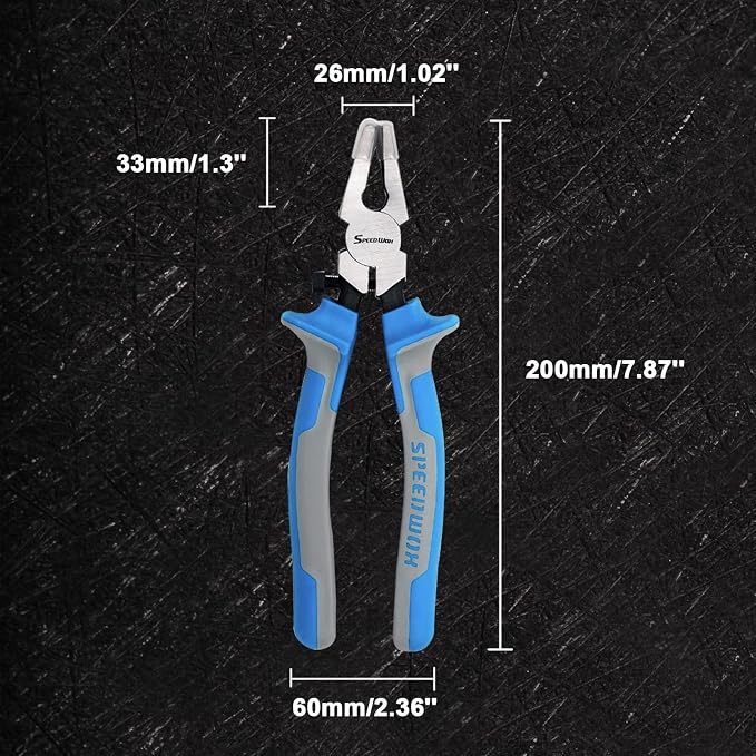SPEEDWOX Glass Running Pliers with Rubber Tips for Glass Cutting 8 Inches Key Fob Pliers with Curved Jaws Heavy Duty for Stained Glass Work Mosaics Breaking Tool