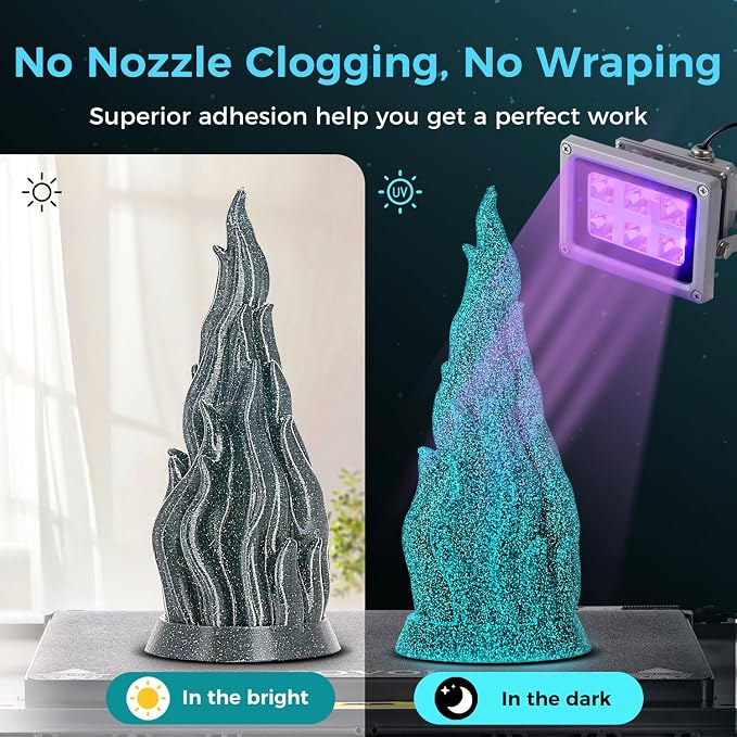 Sovol 3D Printer Luminous Filament, Glow in The Dark PLA 1kg (2.2 lbs) Spool 3D Printing Materials, Dimensional Accuracy +/- 0.03 mm, 1.75 mm, Shiny Blue