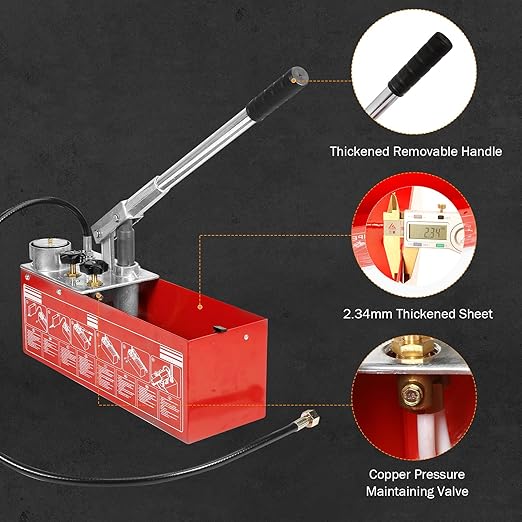 BEAMNOVA Hydrostatic Test Pump 3.17 Gallon Hydraulic Manual Water Pipe Leakage Pressure Tester Kit with Gauge Tank