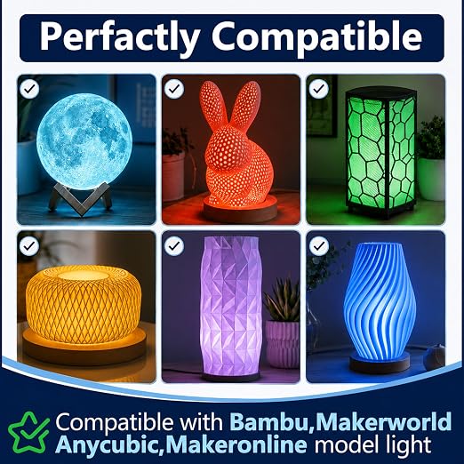 8PCS RGB 16 Color Led Lamp Kit 001 Compatible with Bambu, Makerworld, Anycubic, Makeronline Model Light, 3D Printer Led Lamp 5V USB Powered