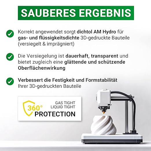 Dichtol AM Hydro for Sealing and impregnating 3D Prints, Sealing Agent for additive Manufacturing, Solvent-Free Sealer for 3D Printed Parts (250 ml)