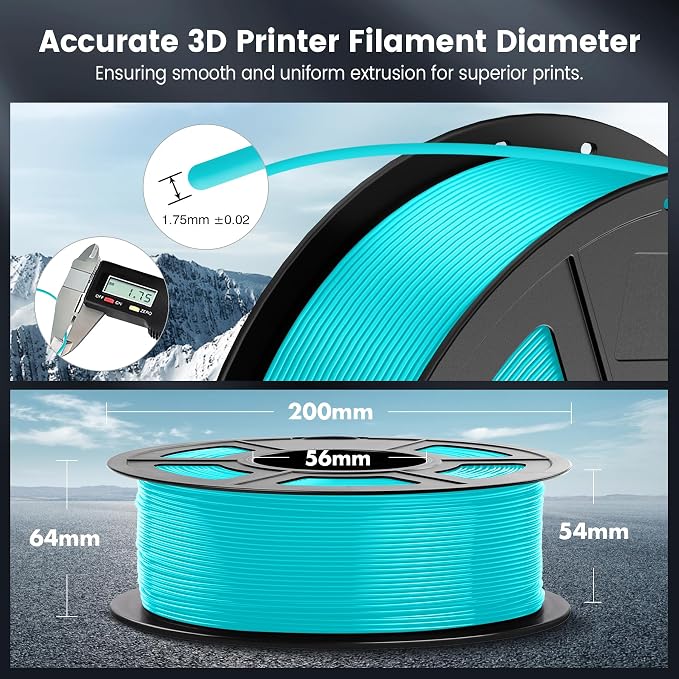 SUNLU PLA 3D Printer Filament PLA Filament 1.75mm, Neatly Wound 3D Printing Filament 1.75mm, Dimensional Accuracy +/- 0.02 mm, Fit Most FDM 3D Printers, 1kg Spool (2.2lbs), Turquoise Cyan