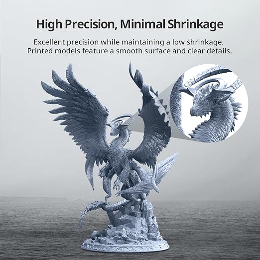 ANYCUBIC Tough Resin 2.0, 3D Printer Resin with Upgraded High Toughness and High Precision, 365-405nm Fast Curing 3D Resin for 4K 8K LCD/DLP/SLA 3D Printing (Grey, 1kg)