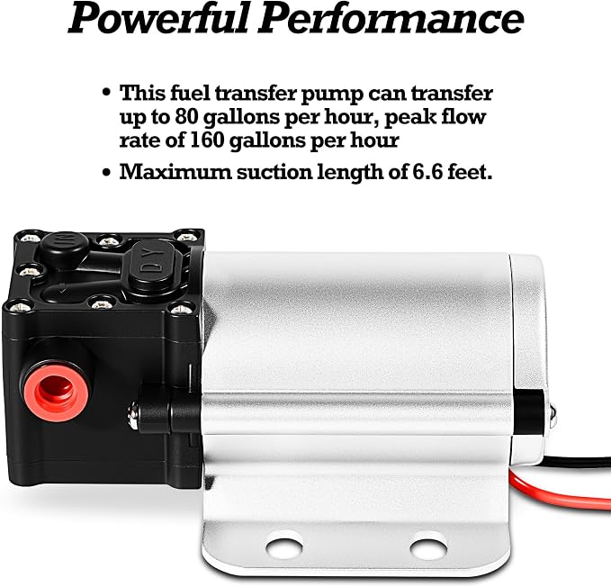 Self-priming Electric Fuel Transfer Pump | 12 Volt 2.67 GPM High Efficiency for Liquids Diesel Kerosene Gasoline Water, with Filter Cartridge