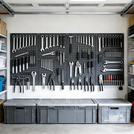 Metal Pegboard Panels 4PCS, Storage System for Garage 32"x16" | Wall Organizer Workbench for Walls Home, Garage Tool Storage, Office Organization, Craft Room, Kitchen
