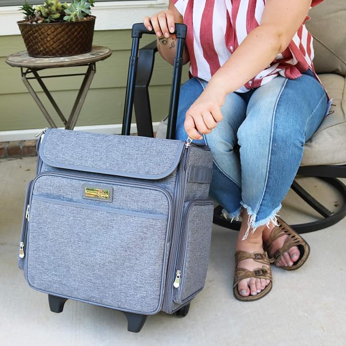 Everything Mary Rolling Scrapbook Tote – Heather Grey Craft Bag with Wheels – Organizer Case for Scrapbooking, Papercraft, Art Supplies & Portable Craft Storage