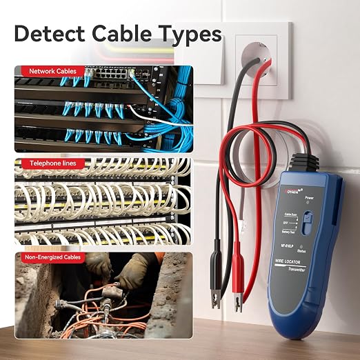 NOYAFA NF-816LP Underground Wire Locator - Pet Fence & Electrical Cable Tracker, Find Breaks in Buried Wires, Network & Irrigation Line Finder, Rechargeable, LED Flashlight