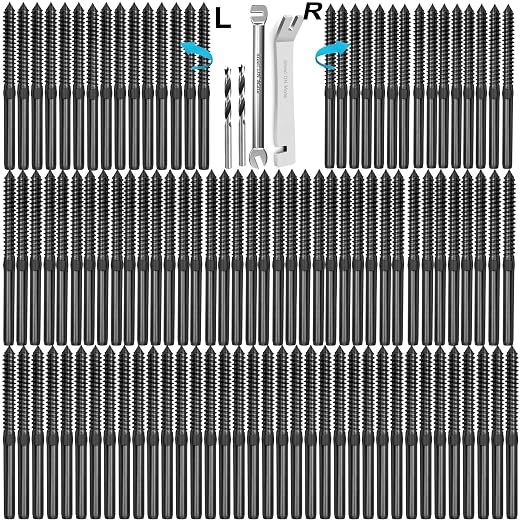 Steel DN Mate T316 Stainless Steel Left&Right Handed Thread Swage Lag Screws for Wood Post of 1/8" Deck Cable Railing Kit,120 Packs Black Stair Railing Kit, DIY Baluster Hardware, Wrench Included
