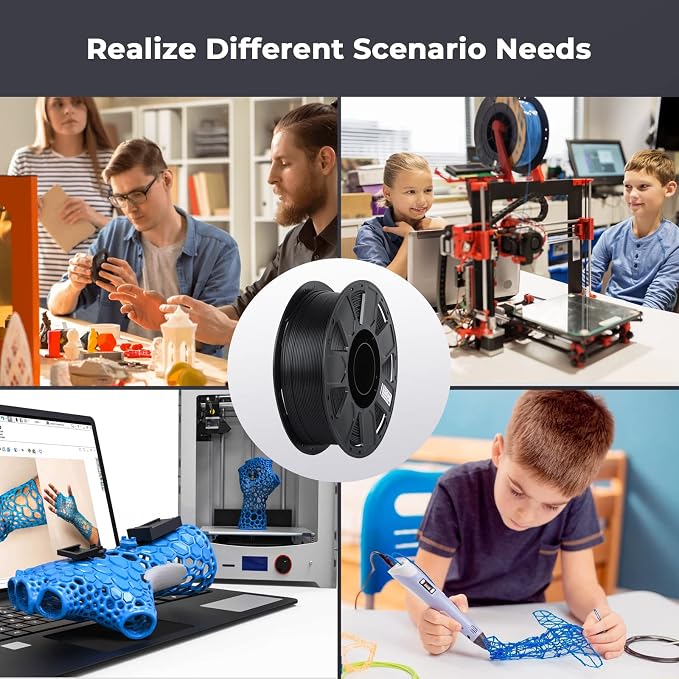 Creality PLA Filament 1.75mm, Tough and Durable 3D Printer Filament with +/-0.02mm Accuracy, Smooth Printing 1KG Spool, Black