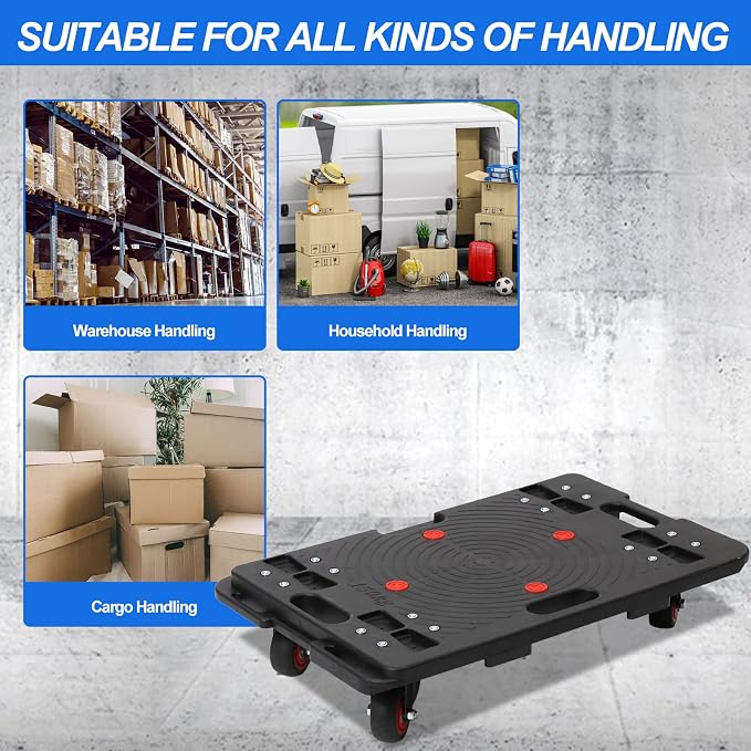Furniture Moving Dolly Furniture Movers Dollys with Wheels, Portable Moving Rollers Leg Dollies for Heavy Furniture, 4 Wheels Flat Dolly, 1200 Lbs Capacity, Black