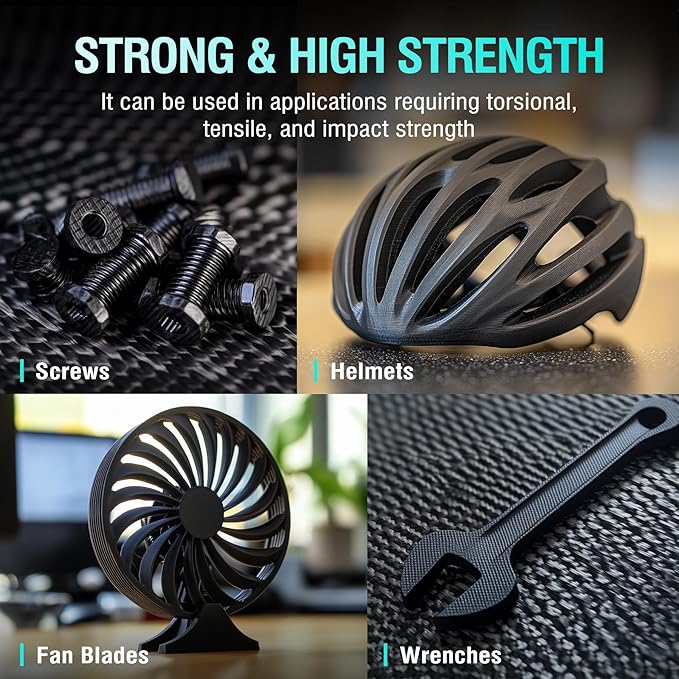 SUNLU PA6-CF 3D Filament 1.75mm 1KG, Heat Deflection Temperature up to 209°C, Made of 80% PA Nylon and 20% Carbon Fibers, Stiff & Strong & Heat Resistant, for Industrial Parts, Frosted Texture, Black