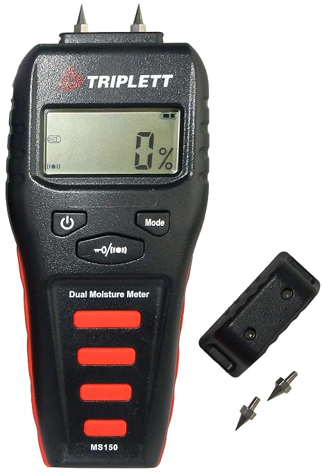 Triplett Pin/Pinless Non-Invasive Moisture Meter for Wood and Building Materials with Audible Indicator (MS150)