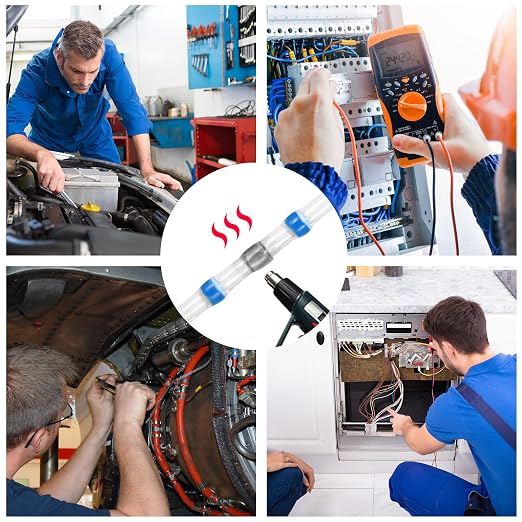 Kuject Heat Shrink Self Solder Wire Connectors Kit 850PCS, Crimpless & Solderless Waterproof Electrical Butt Terminals, Insulated Wiring Splice Solder Seal Connectors for Marine Automotive Boat Truck