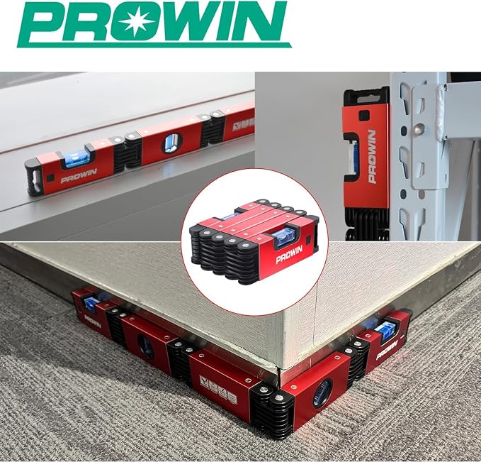Prowin 28-Inch Multi-Function Foldable Level Tool, Magnetic Foldable Ruler with 45°/90°/180° Vials, Compact and Precise Angle Measuring Tool for Woodworking, Construction, DIY Projects Gifts for Men
