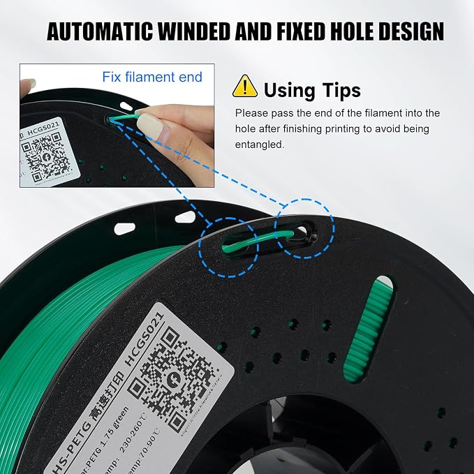 Kingroon High Speed PETG 3D Printer Filament 1.75mm, 3D Printer Rapid Filament for 30-600mm/s Hyper Printing Filament, Dimensional Accuracy +/- 0.03 mm, 1kg Plastic Spool(2.2lbs) (Green)