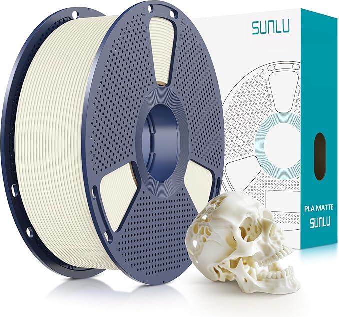 SUNLU PLA Matte 3D Printer Filament 1.75mm, PLA Filament 1kg Spool (2.2lbs), Dimensional Accuracy +/- 0.02mm, Matte Bone White PLA