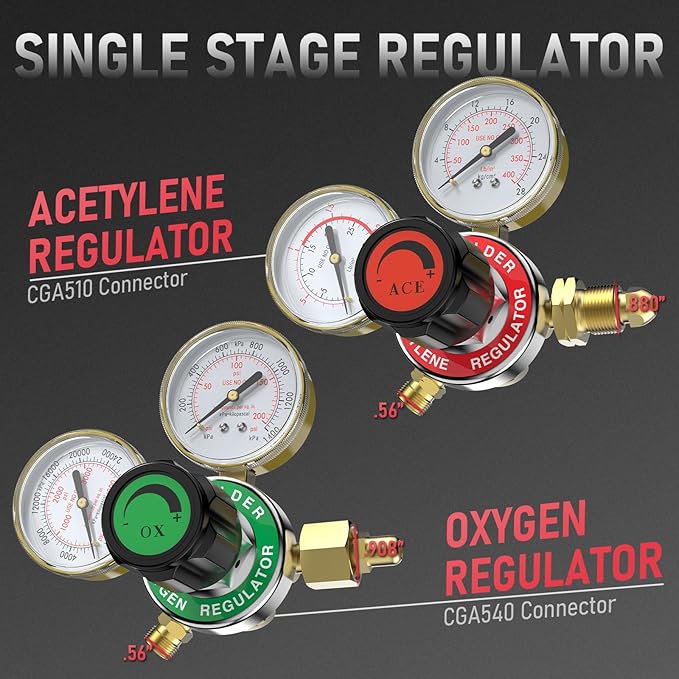 YESWELDER Oxygen & Acetylene Torch Kit, Welding Cutting Torch Kit, Gas Cutting Torch with Regulator Nozzles Hose Goggles