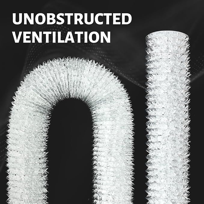 Zonon Dryer Vent Hose 4 Inch X 100 Feet Flexible Aluminum Foil Ducting Non Insulated with Stainless Steel Clamps and Aluminum Tape for Pipe, HVAC Heating Cooling Ventilation and Exhaust(Silver)