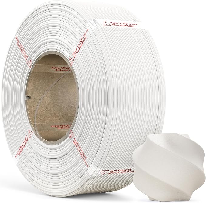 Matte PLA Refill Filament 1kg (2.2lbs) for Reusable Spools, 1.75mm Spool-Less 3D Printing Filament, Compatible with Bambu Lab 3D Printers - White