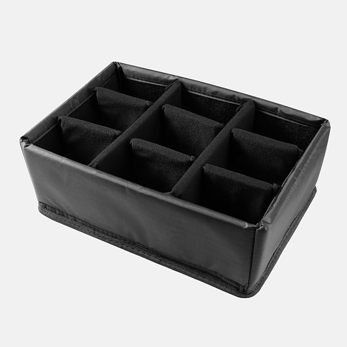 Camera Lens Storage Case 15 Inches,Heavy Duty Waterproof Camera Protective Hard Case, Camera Collection Holder Box, 9pcs Adjustable Shockproof Dividers (Black)