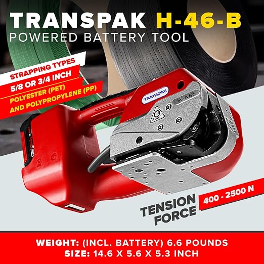 IDL Packaging Transpak H-46B-58 Battery-Powered Premium Industrial Strapping Tool for 5/8" Polyester (PET) and Polypropylene (PP) Strapping - High-Speed Packaging Strapping Machine