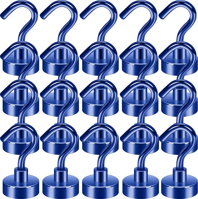 Neosmuk Magnetic Hooks, Cruise Ship Essentials, 30lb+ Heavy Duty Magnetic Hooks for Cruise Cabins, Refrigerator, Grill, Hanging, and Travel | Extra Strong Must-Haves Magnet Hook,Navyblue