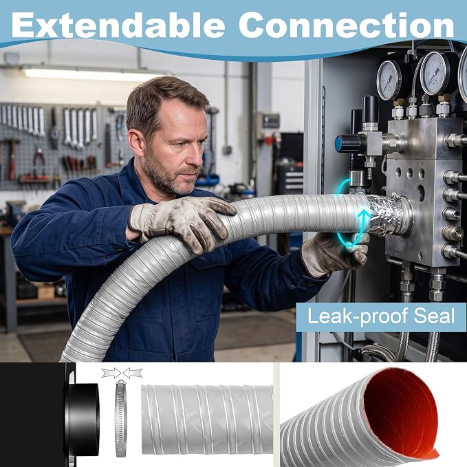 NOWBALL 5in Automotive Air Duct Hose, Length 1 Meter-3.3ft, 5" Silicone Flexible Cooling Ducting, 127mm High Heat Brake Exhaust Hose for Car, Garage, Dryer Air System Gray