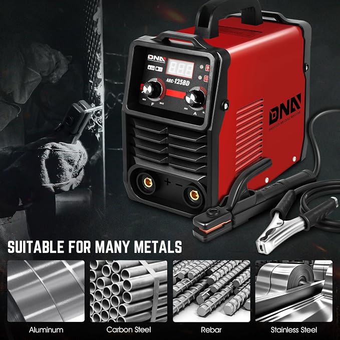 DNA Motoring 125A ARC Stick Welder, 110V Portable ARC MMA Welding Machine, IGBT Inverter with Digital Display, 60% Duty Cycle, Red, TOOLS-00381