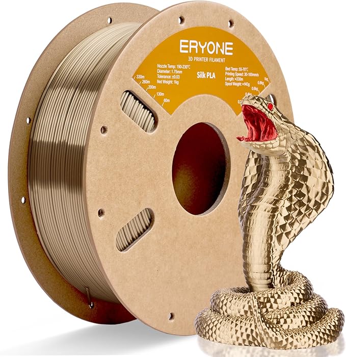 ERYONE Silk PLA Filament for 3D Printer 1.75mm +/- 0.03mm, Shiny Filament 1kg (2.1lbs)/Spool, Champagne